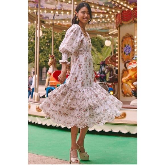 Loveshackfancy Toulon dress white eyelet rose floral coquette Cottagecore cotton - Picture 1 of 16